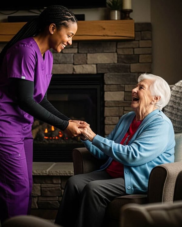 Carer With Elderly Client